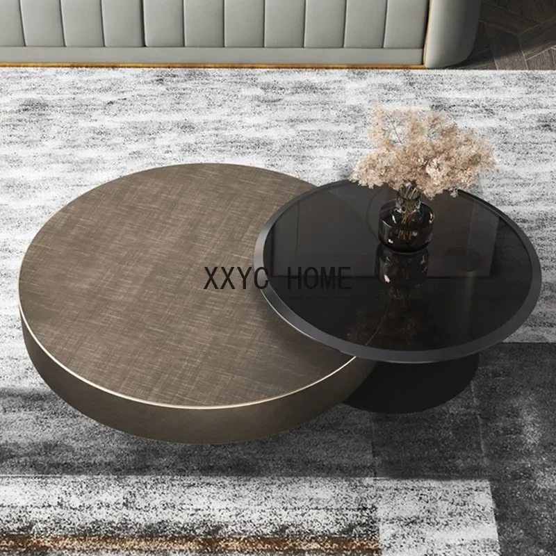 Modern Nordic Round Little Coffee Table Extendable Metal Side Table Drawers Decoration Living Room Tavolino Smart Furniture