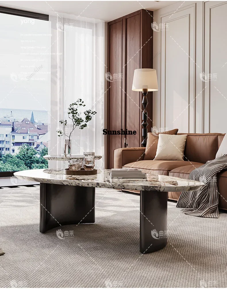 

Italian luxury stone coffee table small apartment living room household simple high-end sofa movable combinationY
