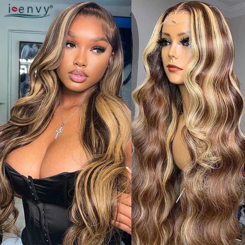 P4 27 Ombre Blonde Lace Front Wigs Human Hair Wigs Pre Plucked 13X4 Colored Ginger Brown Lace Frontal Wigs Body Wave For Women