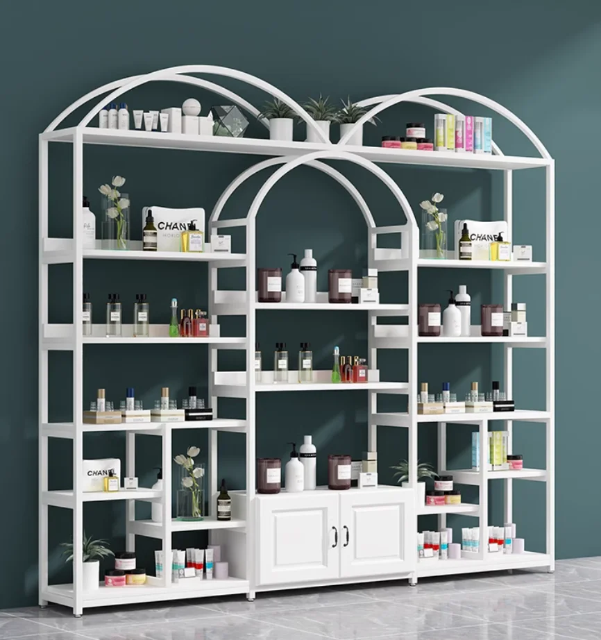 Cosmetics display cabinet Beauty salon shelves display shelves with hand gifts nail and skin care products display cabinet