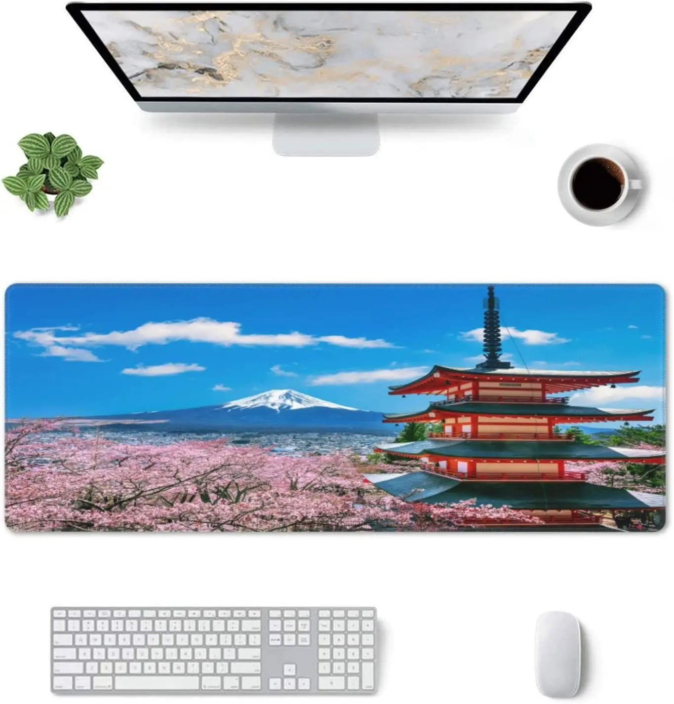 Cherry Blossom Mouse Pad XXL - ComputerLaptop Deskpad 31.5 x 11.8 Inches 4MM Thick Waterproof Desk Pad Full Desk Mousepad