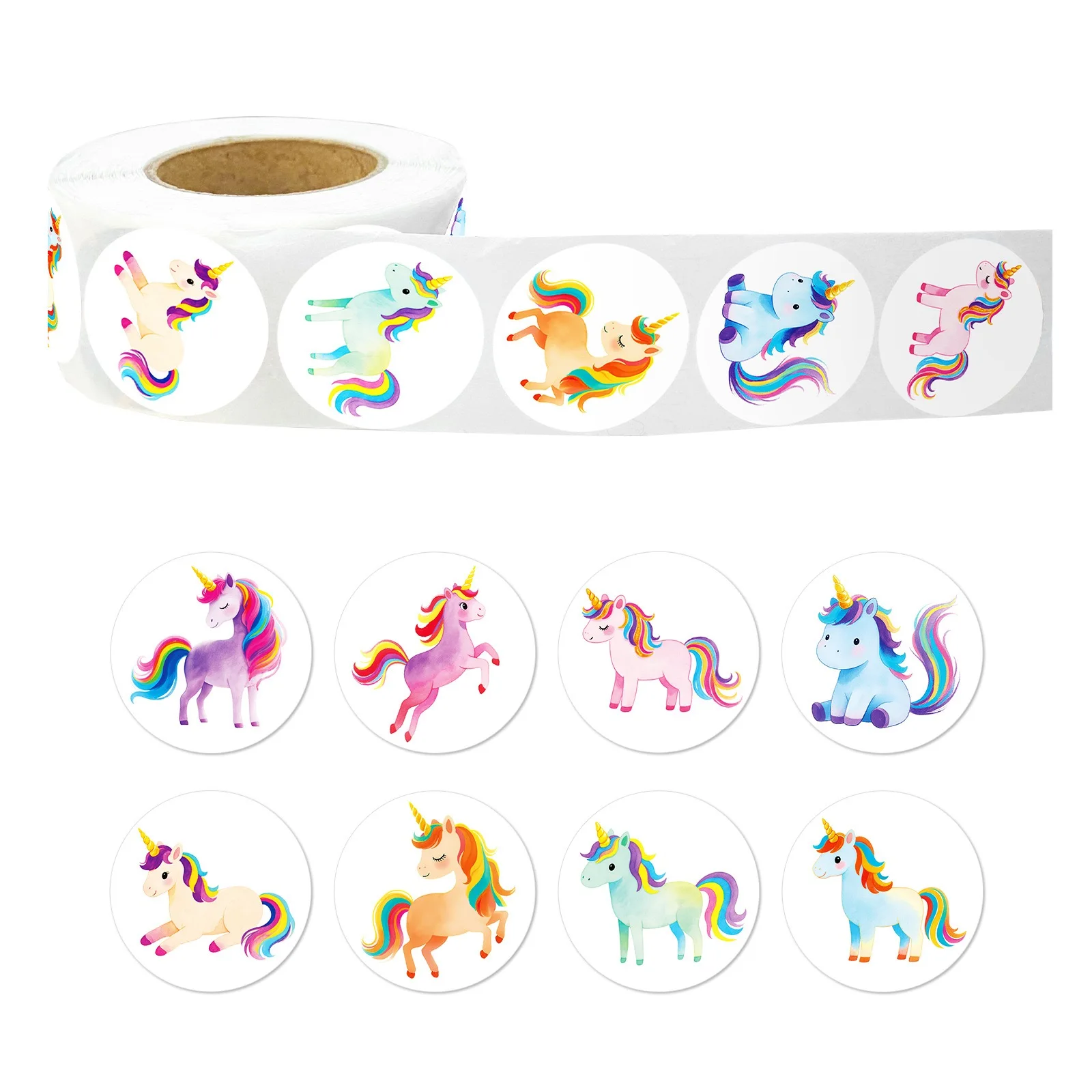 100-500pcs 1inch Cartoon stickers for kids Cute Unicorn Teacher Reward Encourage Sticker Stationery Supply for Children