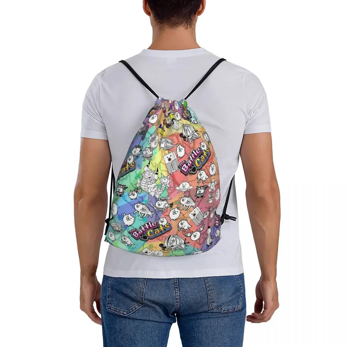 Batalha gatos mochilas moda portátil sacos de cordão pacote bolso saco de esportes bookbag para homem mulher escola