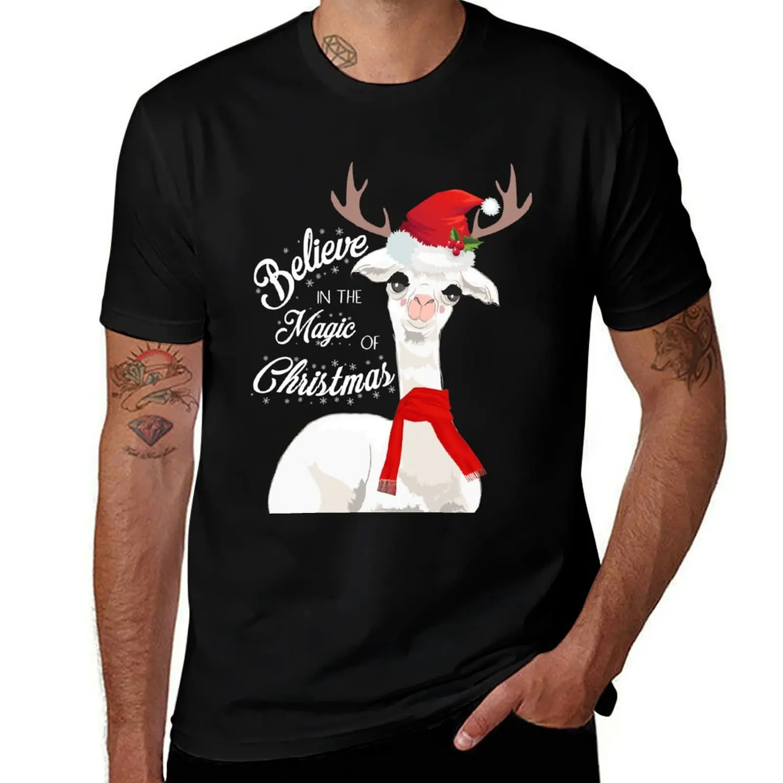 Llama Christmas Magic T-Shirt luxury t-shirt vintage mens clothes