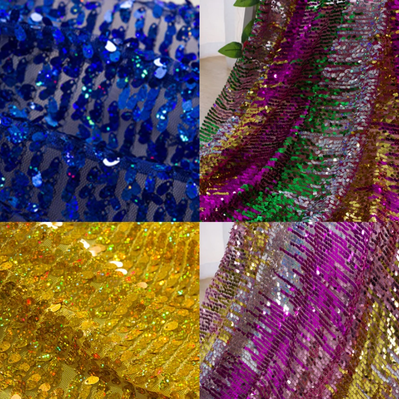 Four-color Melon Seed Water Drop Sequin Fabric Sewing Wholesale Performance Apparel Curtain Wedding Decoration Cloth Material