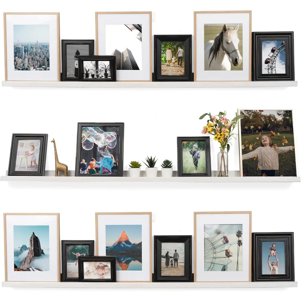 إطار صورة بحافة ضيقة طويلة جدًا مثبت على الحائط مقاس 60 بوصة من Ted - رف خشبي عائم لغرفة المعيشة والمكتب والمطبخ B