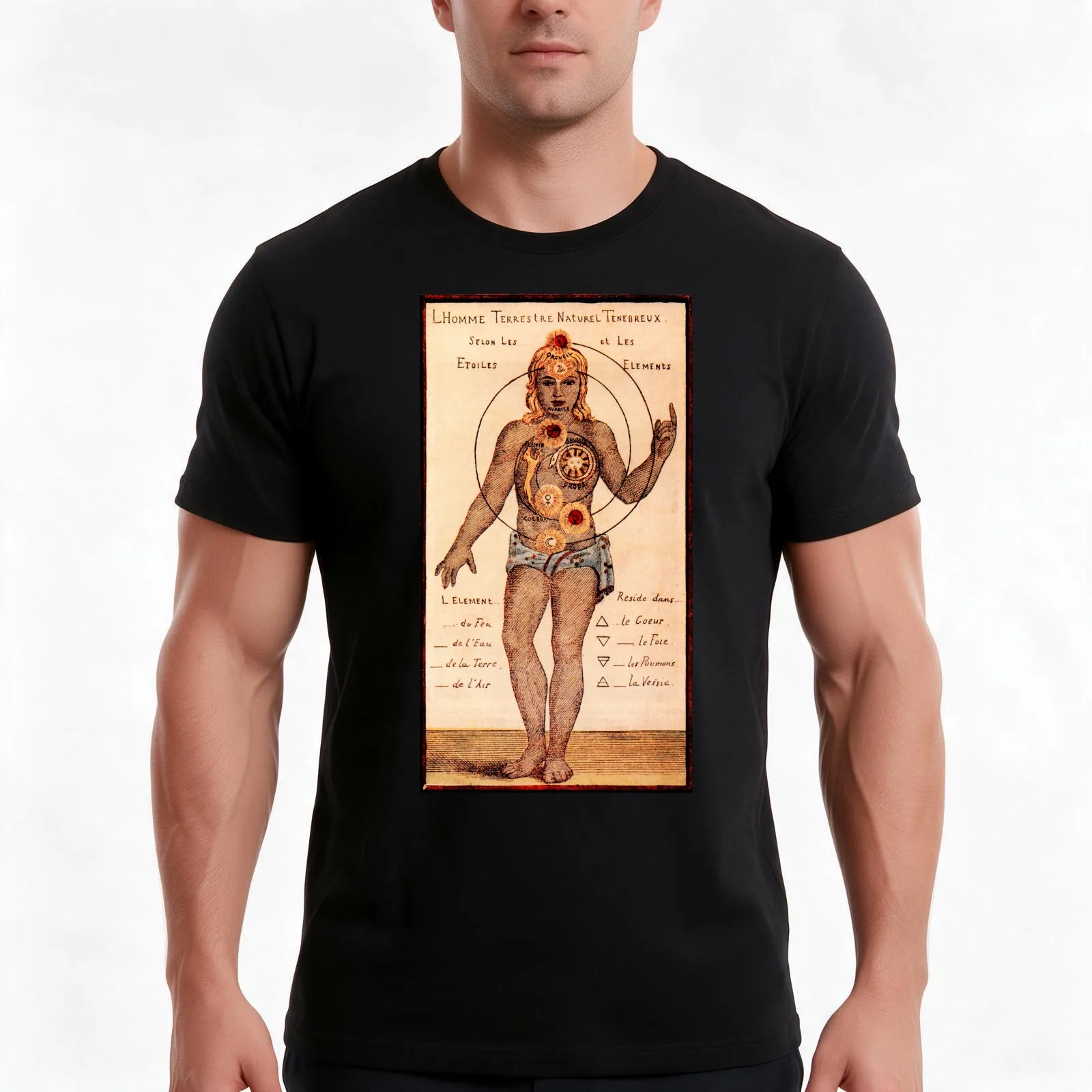 Chakras by Johann Georg Gichtel 1638 T-Shirt, Summer Casual Cotton Tee, Oversized Streetwear Tops, Vintage Graphic Print