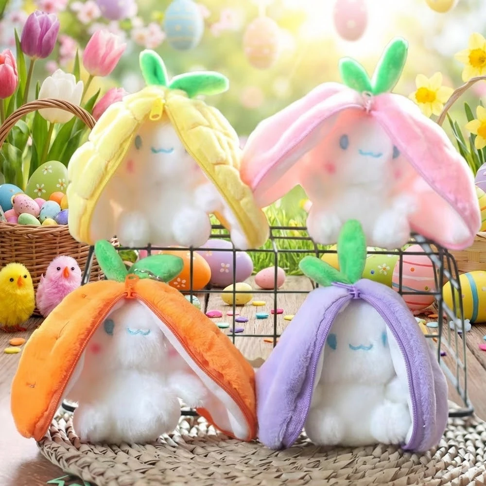 

1-20PCS Cute Transforming Fruit Rabbit Plush Pendant Hoopoe Zippable Head Cover Couple Doll Bag Keychain Easter Gift
