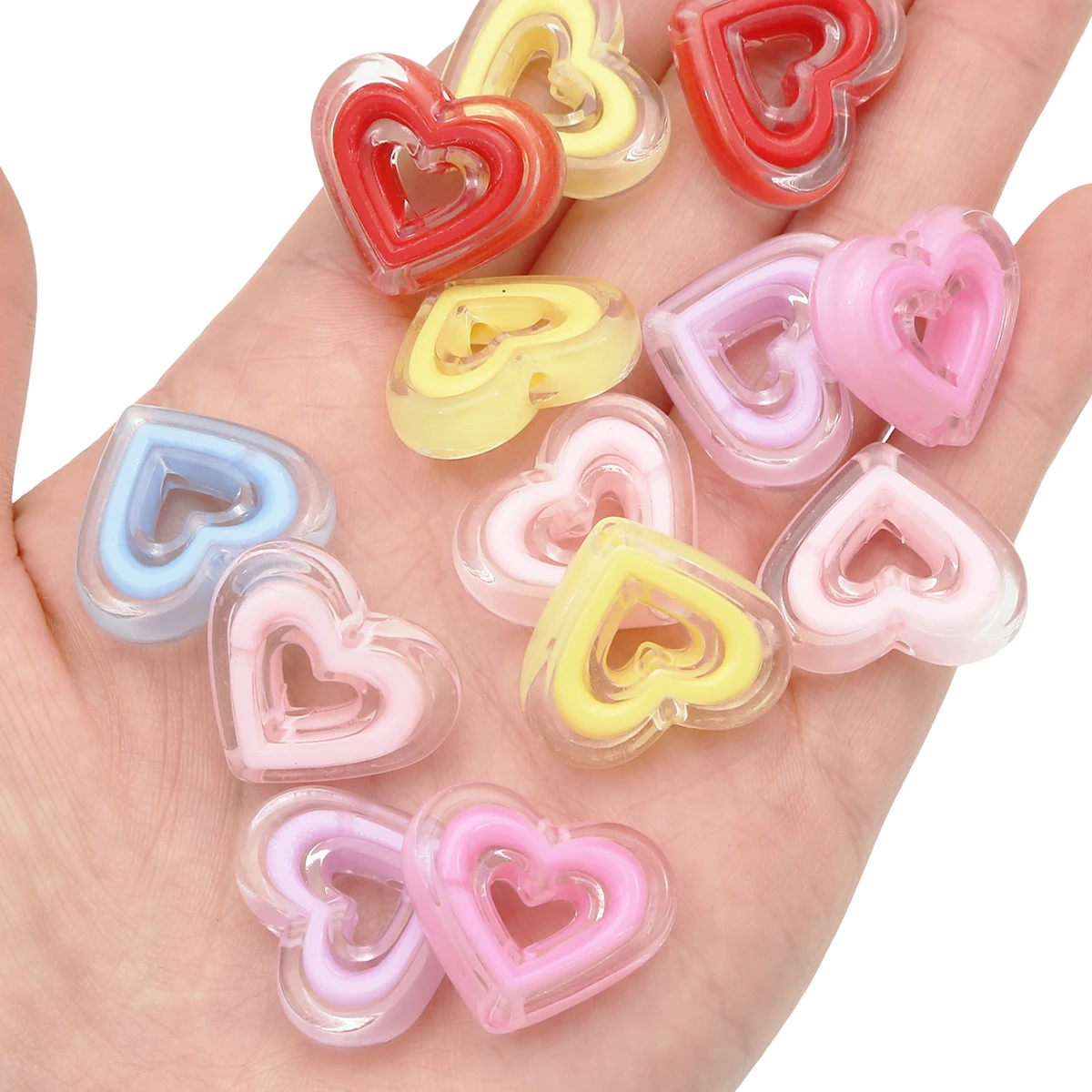 5Pcs Acrylic Transparent Circle Beads, Heart Beads, String Beads, Handmade DIY Making Jewelry, Earrings, Necklaces, Jewelry Acce