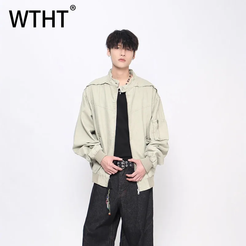 

WTHT винтажные мужские лоскутные карманы, дизайнерские пальто-карго, модные куртки в американском стиле с воротником-стойкой, мужские куртки, осень 2021, 2A2012