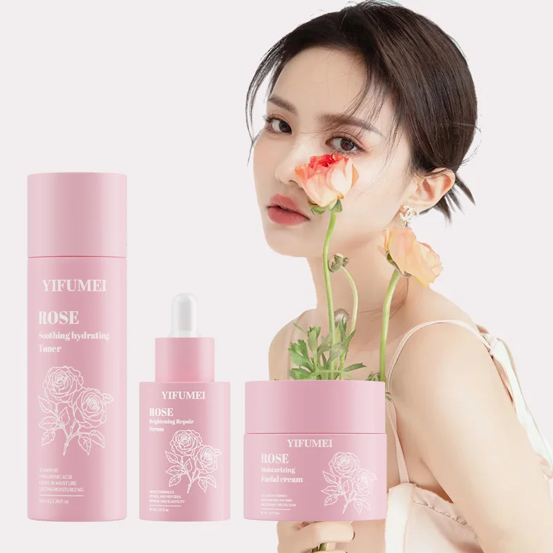 

Rose Skincare Set Organic Rose Toner Retinol Cream Best Anti Aging Wrinkles Brightening Whitening for Face Skin Care