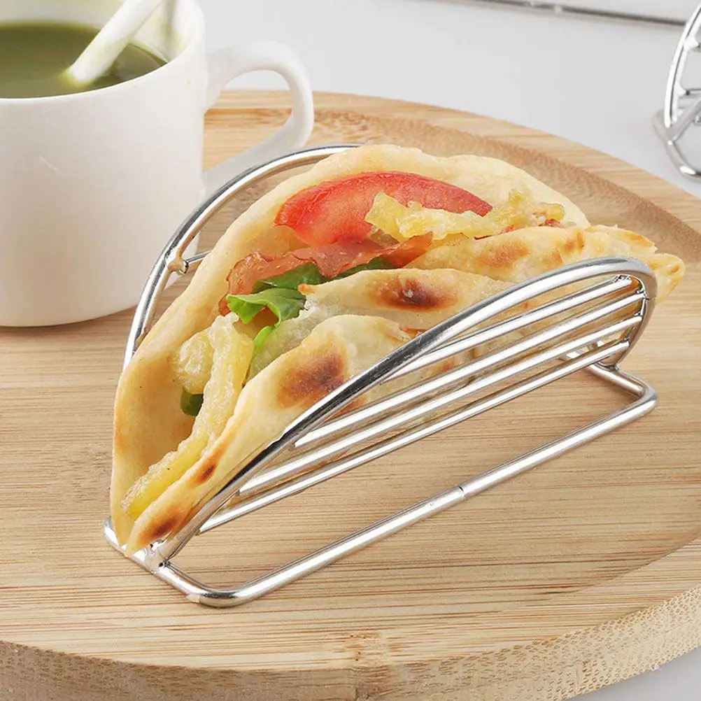 2Pcs Stainless Steel Taco Rack Holder Stand Multifunctional Food Support for Soft Hard Shell Tacos Pancakes Burritos