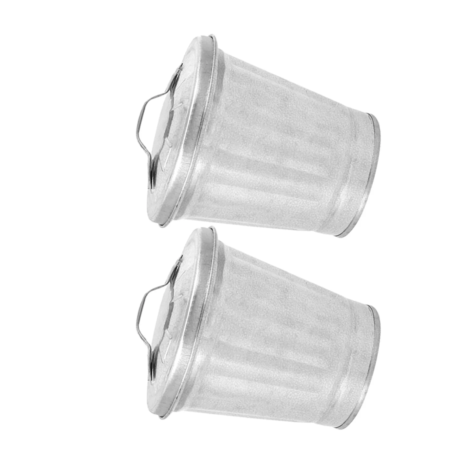 

2Pcs Small Trash Can with Lid Galvanized Planter Bucket for Desk Nursery Pencil Holder Indoor Plants Waste Basket Storage Bin