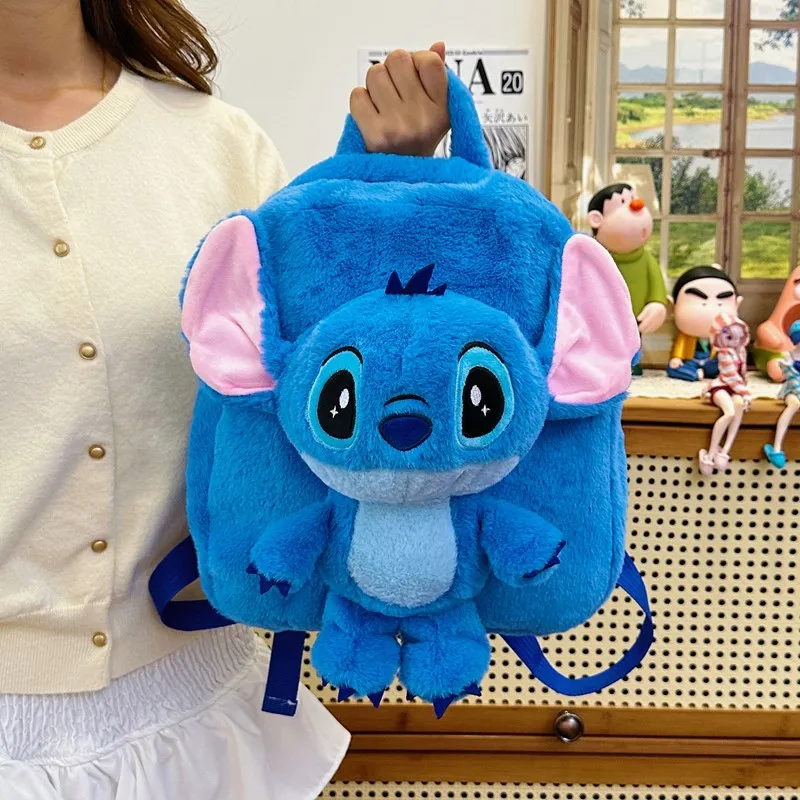 2026 New Kawaii Large Capacity Stitch Double Backpack Cute Girly Heart Plush Toy Backpack Travel Bag Girl Birthday Gift