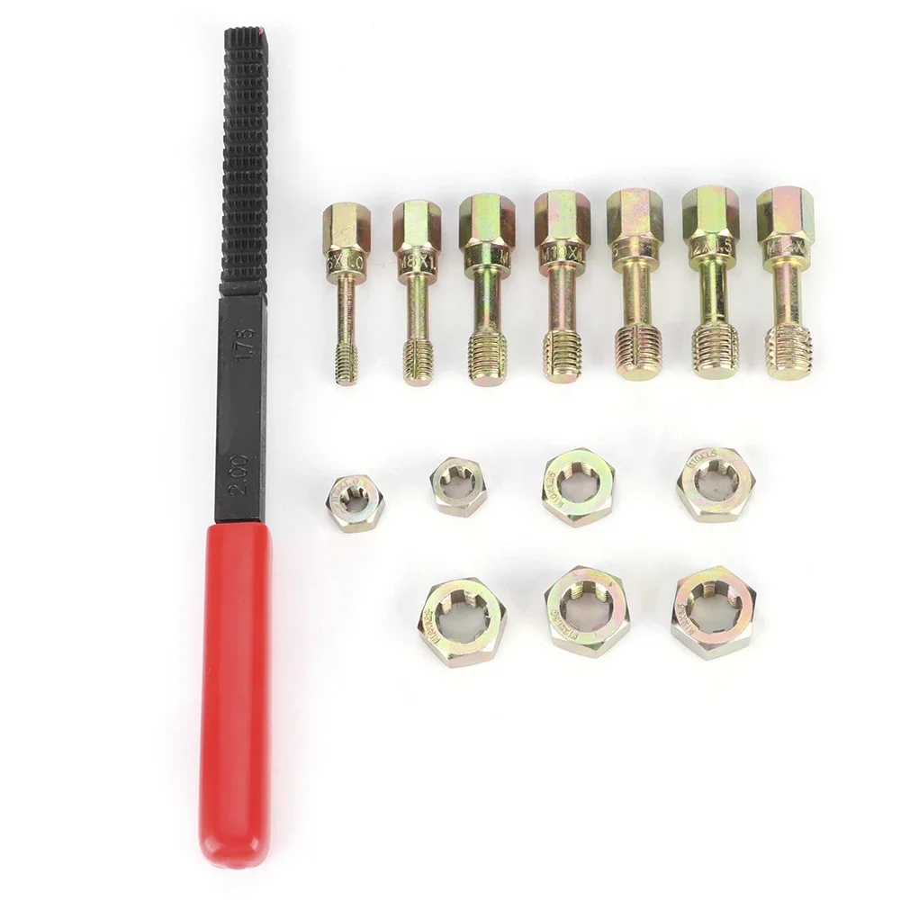 15pcs/Set Thread Restorer Repair Kit Universal Car 7 Metric Rethread Taps Die Tool