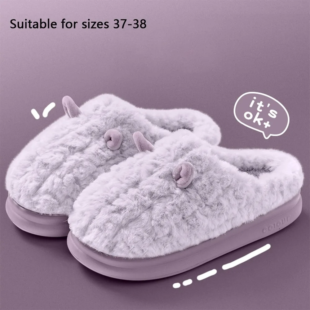

New Cotton Winter Slippers Non-Slip Warm House Shoes Thick Sole Slippers Indoor Use