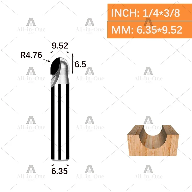 Diamond Round Bottom Bit PCD Round Cove Box Router Bit Woodworking Cabinet Door Panel Ball Groove End Mill for MDF