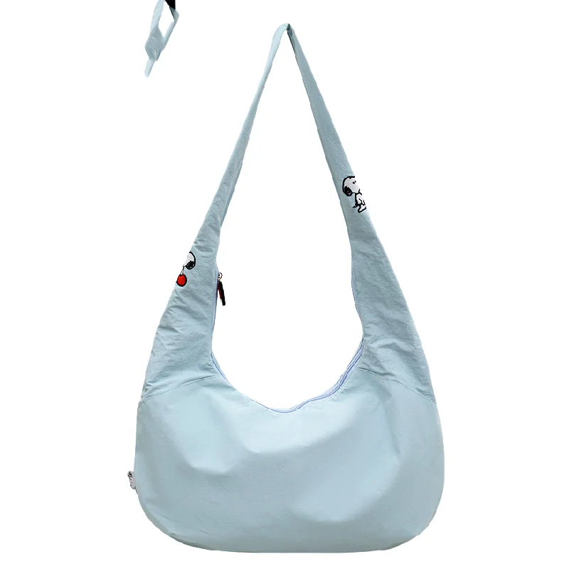 Kawaii Snoopy Nylon Embroidered Large Tote Crossbody School Bag Portable Daily Storage Holiday Collectible Souvenir Gift