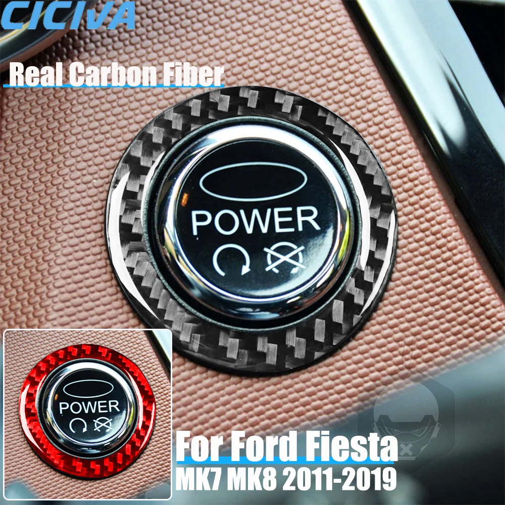 

Real Carbon Fiber Car Accessories Engine Start Button Ring Trim Decorative Cover Soft Sticker For Ford Fiesta MK7 MK8 2011-2019