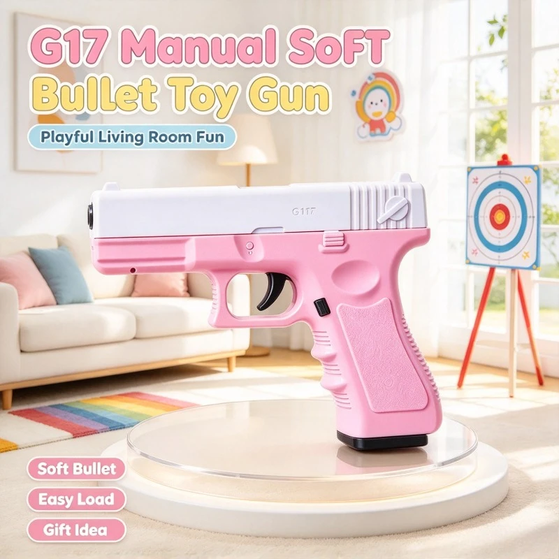 Kids Interactive Shooting Toy Hand Operated Soft Foam Dart Blaster Magazine Fed Laser Decor Backyard Party Game Present