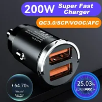 200W PD QC Mini Pull Ring Car Charger Fast Charging USB C Phone Charger Adapter for iPhone 15 16 Android Samsung Huawei Xiaomi