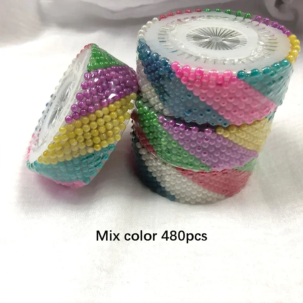 480pcs Women Hijab Scarf Brooch Pins Accessories Pearl White Colorful Mix Colors Scarf Needles
