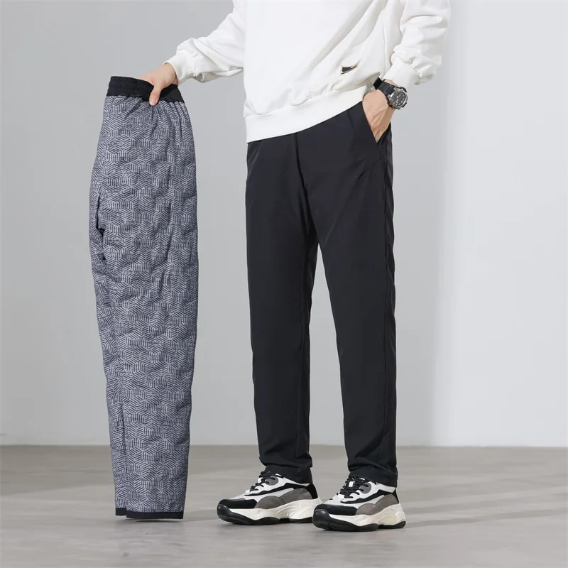 Ture 90% pantalon en duvet de canard blanc haute luxe hommes hiver épais pantalons d'extérieur mâle taille élastique duvet de canard pantalon chaud
