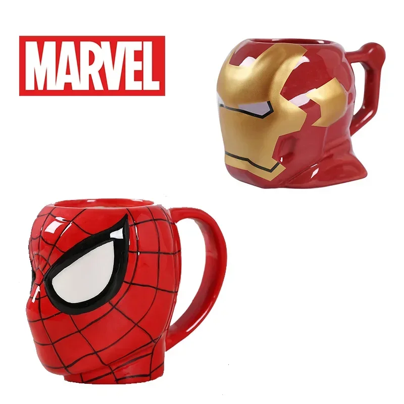 Marvel Superhero Spiderman Action Figure Water Cup Iron Man Cartoon Anime Model Ceramic Mug Large Capacity Coffee Cup Gift