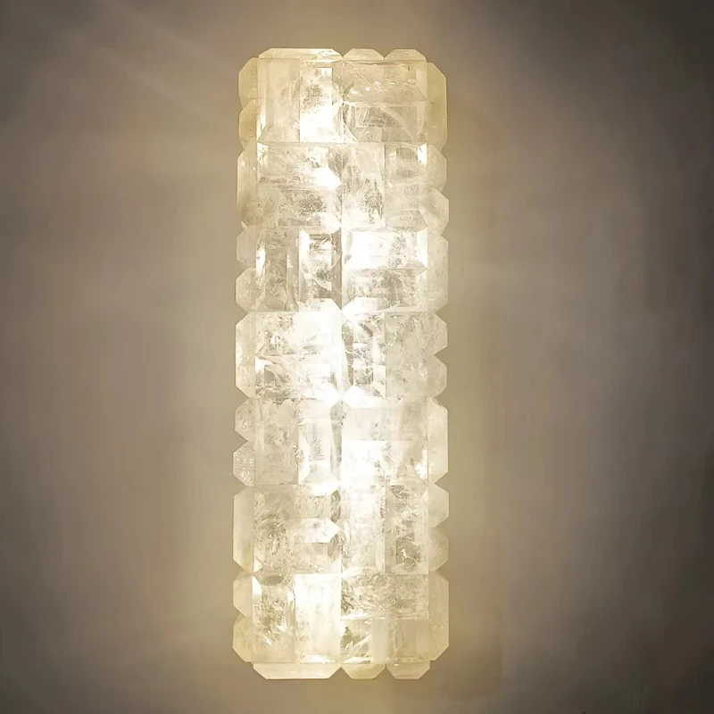 

Luxury modern design natural crystal wall lamp, indoor home led living room rectangular wall lamp