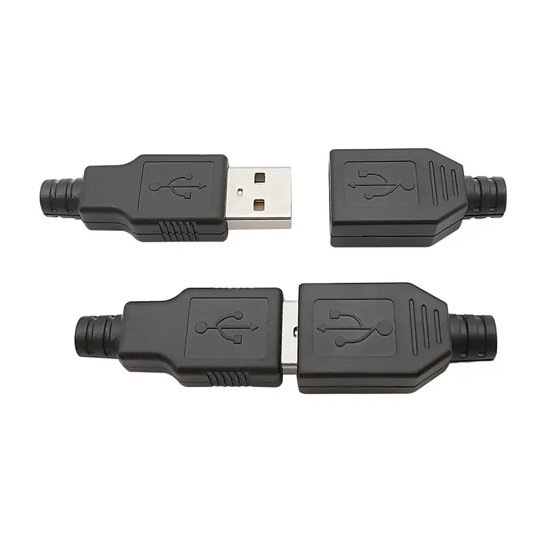 5/10Pcs Type A Male Female USB 4 Pin Plug Socket Soldering Connector Adapter With Black White Plastic Cover Type-A DIY Kits