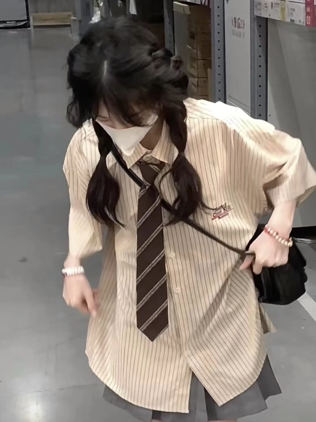 

Корейский High Street Sle в полоску ort Sve Повседневная женская летняя свободная посадка для колледжа Модные поездки на пуговицах с ветром