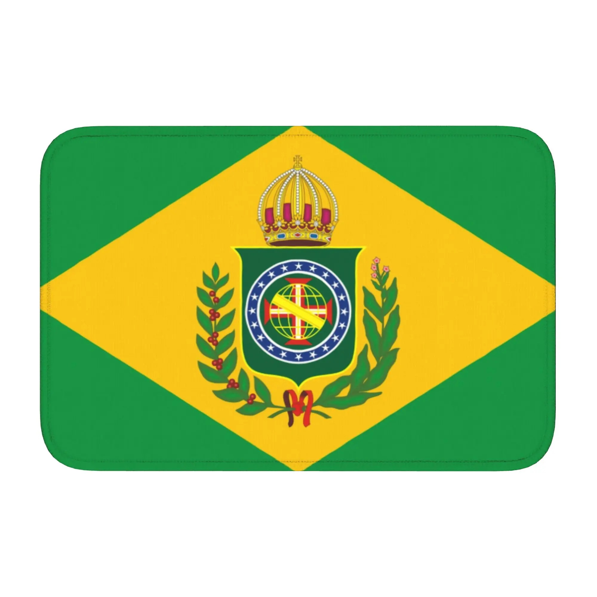 Empire Of Brazil Flag Front Door Mat Anti-Slip Indoor Waterproof Brazilian Coat Of Arms Doormat Kitchen Balcony Entrance Rug