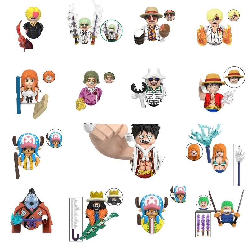 

Hot Sale Japan Anime Bricks Compatible Puzzle Assemble Model Toys Children Gifts Building Blocks Luffy anime figure