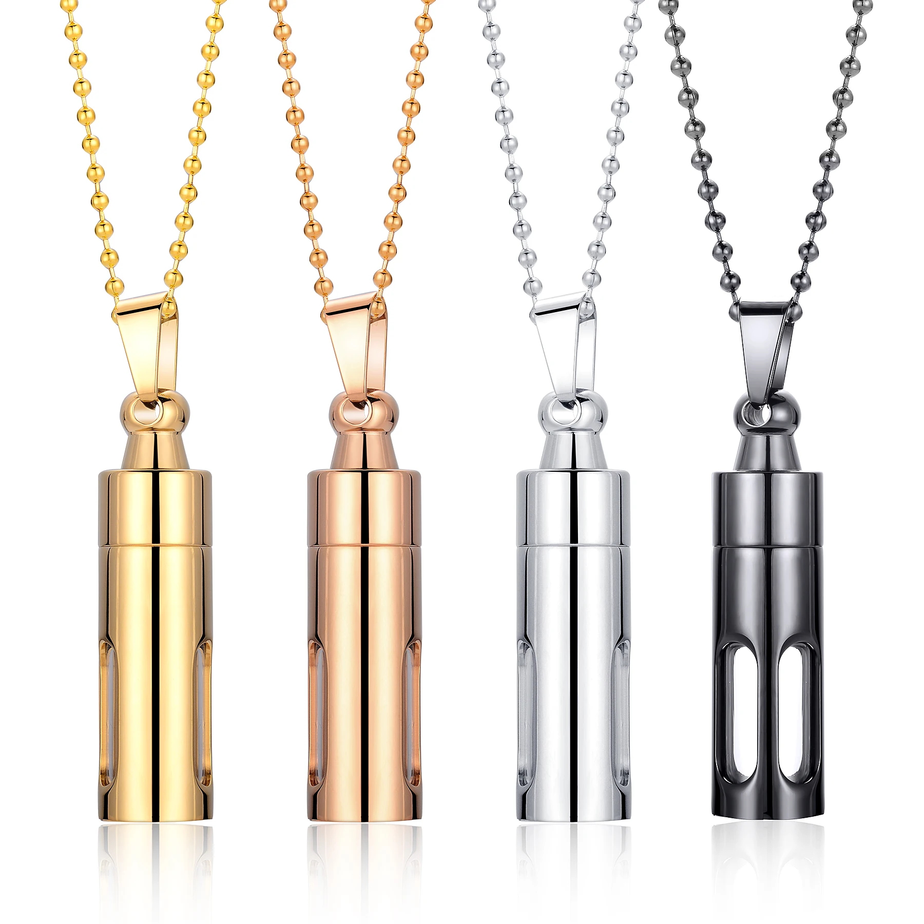 Openable Glass Container Tube Urn Necklaces for Ashes Stainless Steel Cremation Jewelry Memorial Pendant Keepsake + Funnel Fill