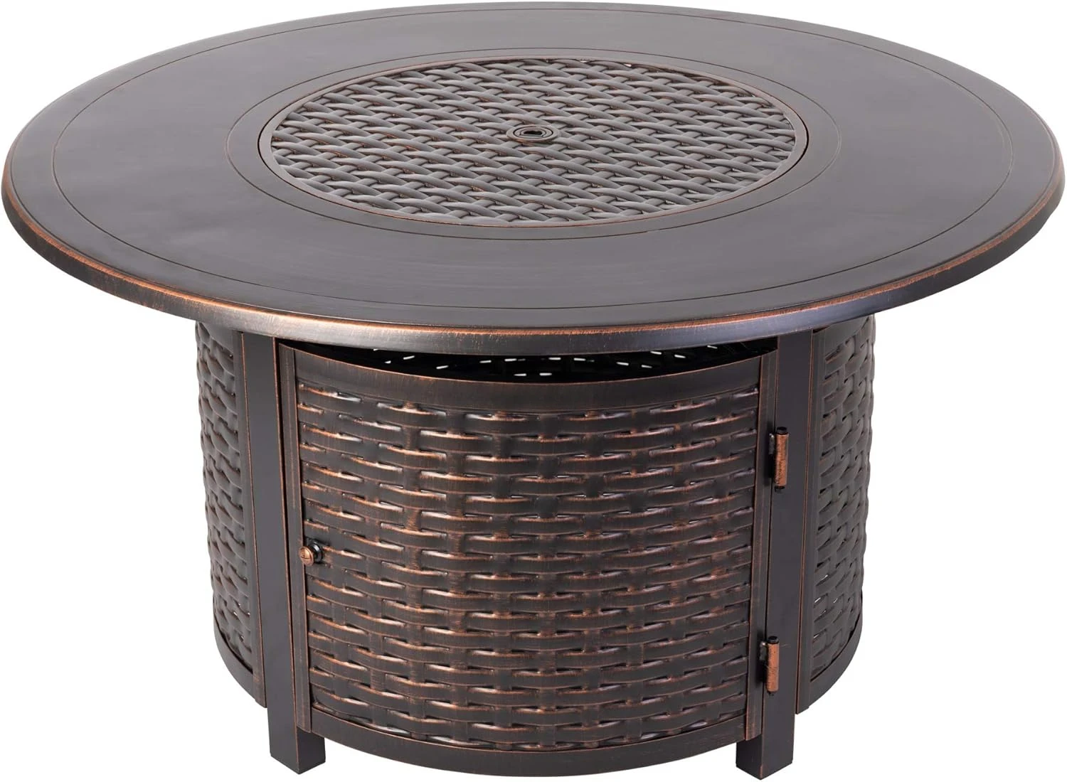 Florence Woven Aluminum Convertible Gas Fire Pit Table 55,000 BTU Multi-Functional Outdoor with Fire Bowl Lid