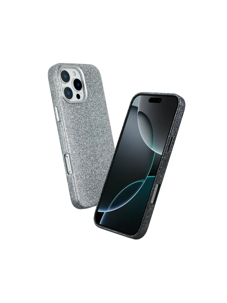 

KZDOO Sparkle матовый стеклянный блестящий чехол защитный роскошный блестящий женский чехол из искусственной кожи для iPhone 16/16plus/16pro/16promax