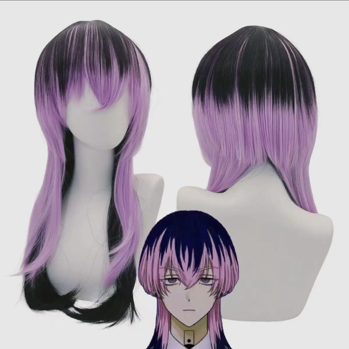 Rindou Haitani Cosplay Wig, Black Purple Gradient Synthetic Wig for Halloween Party Comic Con Role Play