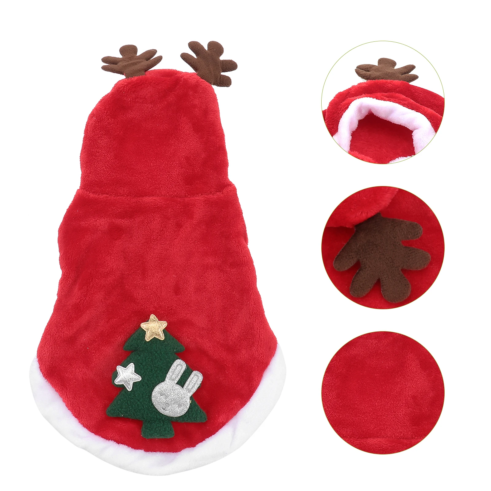 

Festive Pet Clothing Christmas Dog Outfit Soft Flannel Warm Hoodie for Small Dogs Holiday Party Photo Shoot Size S