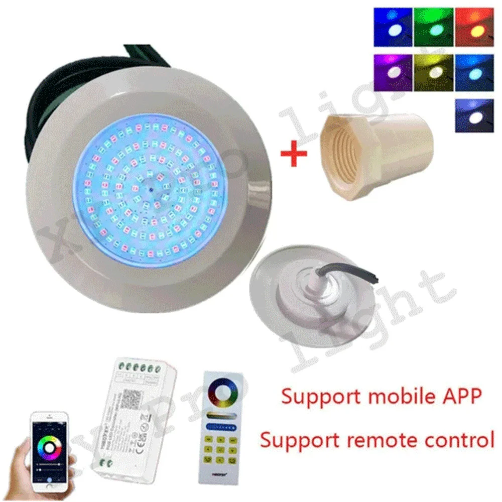 Luz LED de Piscina RGB de 12W, Control por aplicación Bluetooth, DC12V, luz subacuática para exteriores/interiores, lámpara de paisaje de fuente, foco de Luz de Piscina