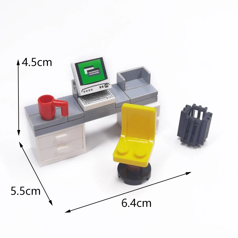 MOC-Bausteine, Möbel und Dekorationen für Wohnzimmer und Schlafzimmer – Bett, Bücherregal, Sofa, Computertisch, kleine Pflanzgefäße, Spielzeugmodelle. – Detail 31