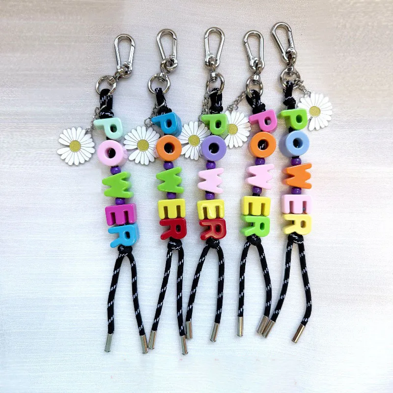 Customized Letter Wallet Keychain Colorful Braided Lanyard Cell Phone Chain Keychain Pendant Bag Accessories Bead Charm Keychain