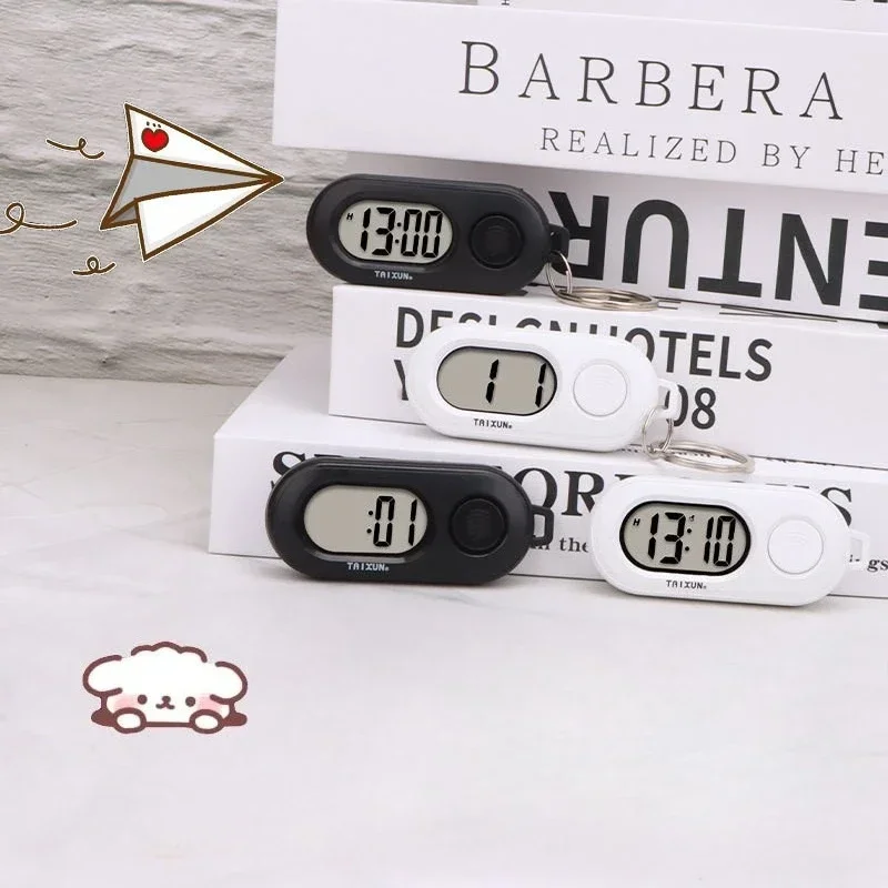 Mini sveglia digitale con portachiavi Orologio da tavolo a LED Orologio da viaggio portatile da appendere all'aperto Organizzatore elettronico per camera da letto