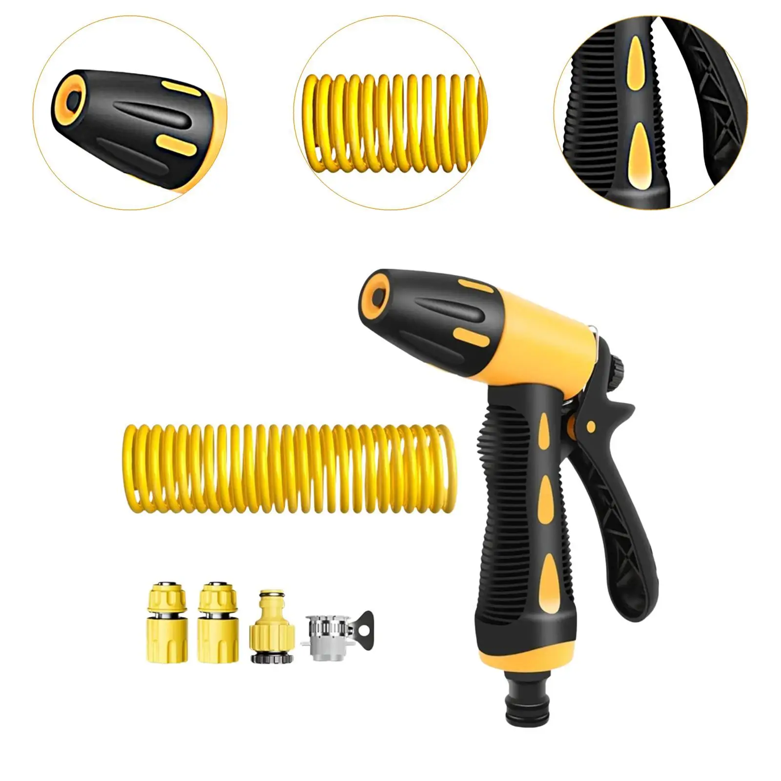 Hose Pressure Nozzle Kit Sturdy ABS Water Sprayer Spring Pipe Extendable Reach for Garden Irrigation and Outdoor Wash