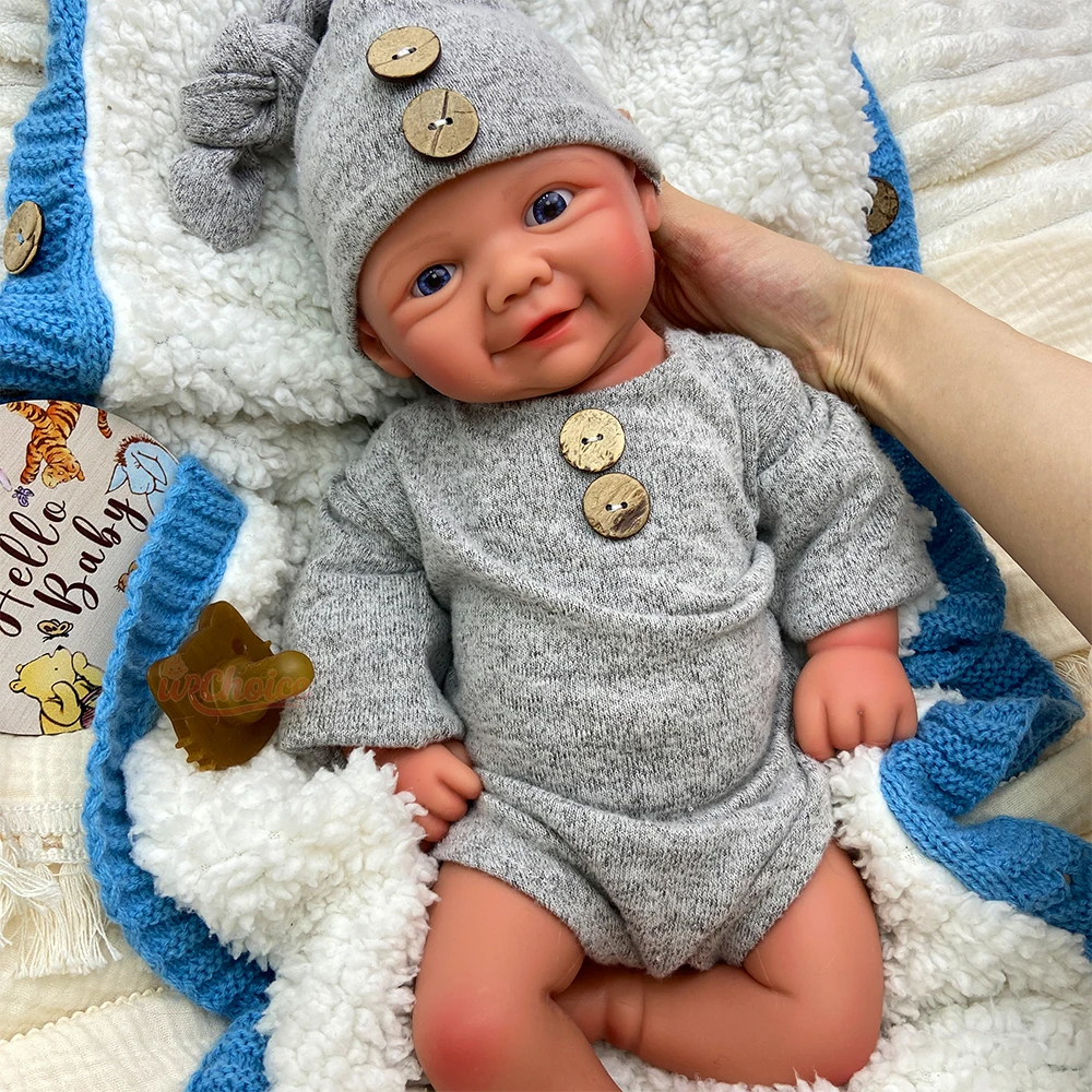 

17Inch Full Solid Premium Silicone Reborn Baby Girl/Boy Vivienne Anatomically Correct Open Blue Eyes Bebe Gift for Doll Lovers