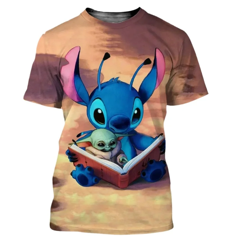 

3D Printed Breathable,Comfortable and Quick-drying Sporty Casual T-shirt with Animated Stitch for Adults, Men,Women and Children