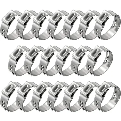30pcs Hose Clamps 304 Stainless Steel Single Ear Hose Clamps Cinch Clamp Rings 6.5mm-36.1mm Pipe Clamp for Automotive, Plumbing