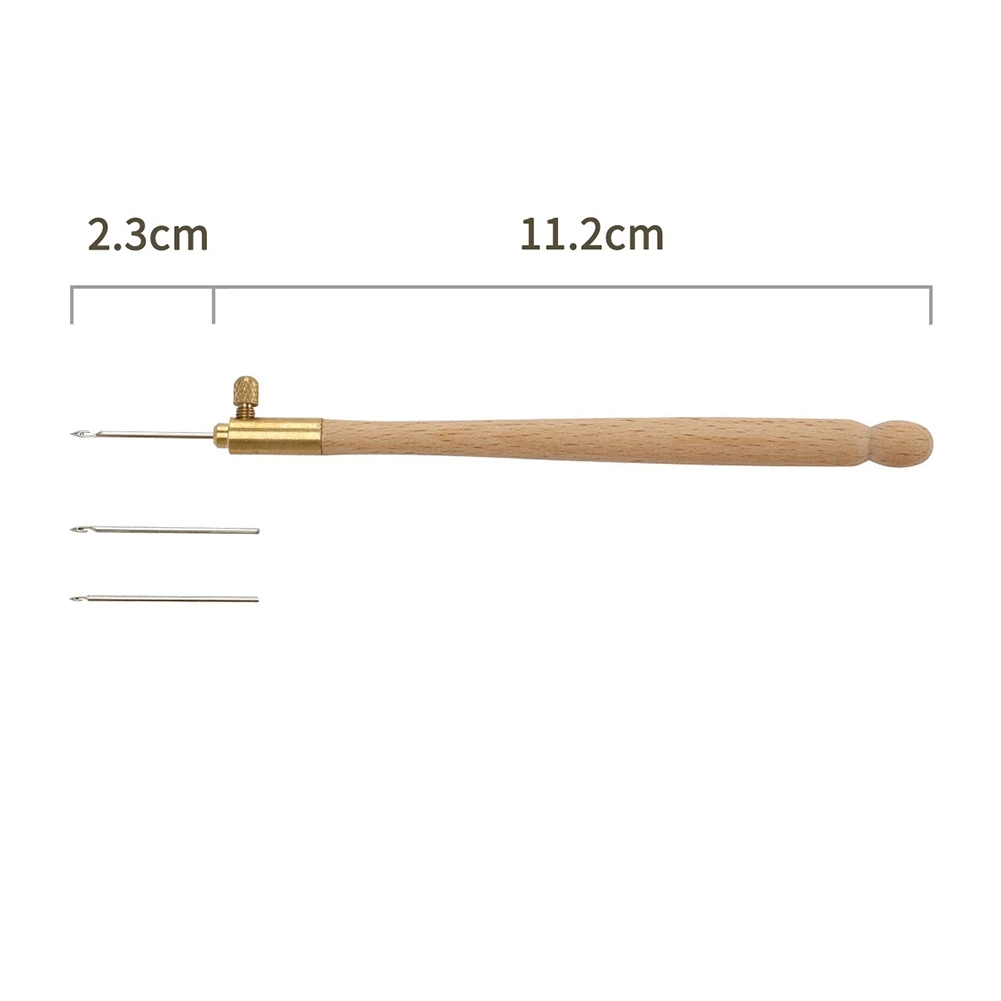 3 Pieces Tambour Hook With 9 Needles, Wooden Handle Embroidery Crochet Hooks, French Crochet Sequin Beading Crochet Tool