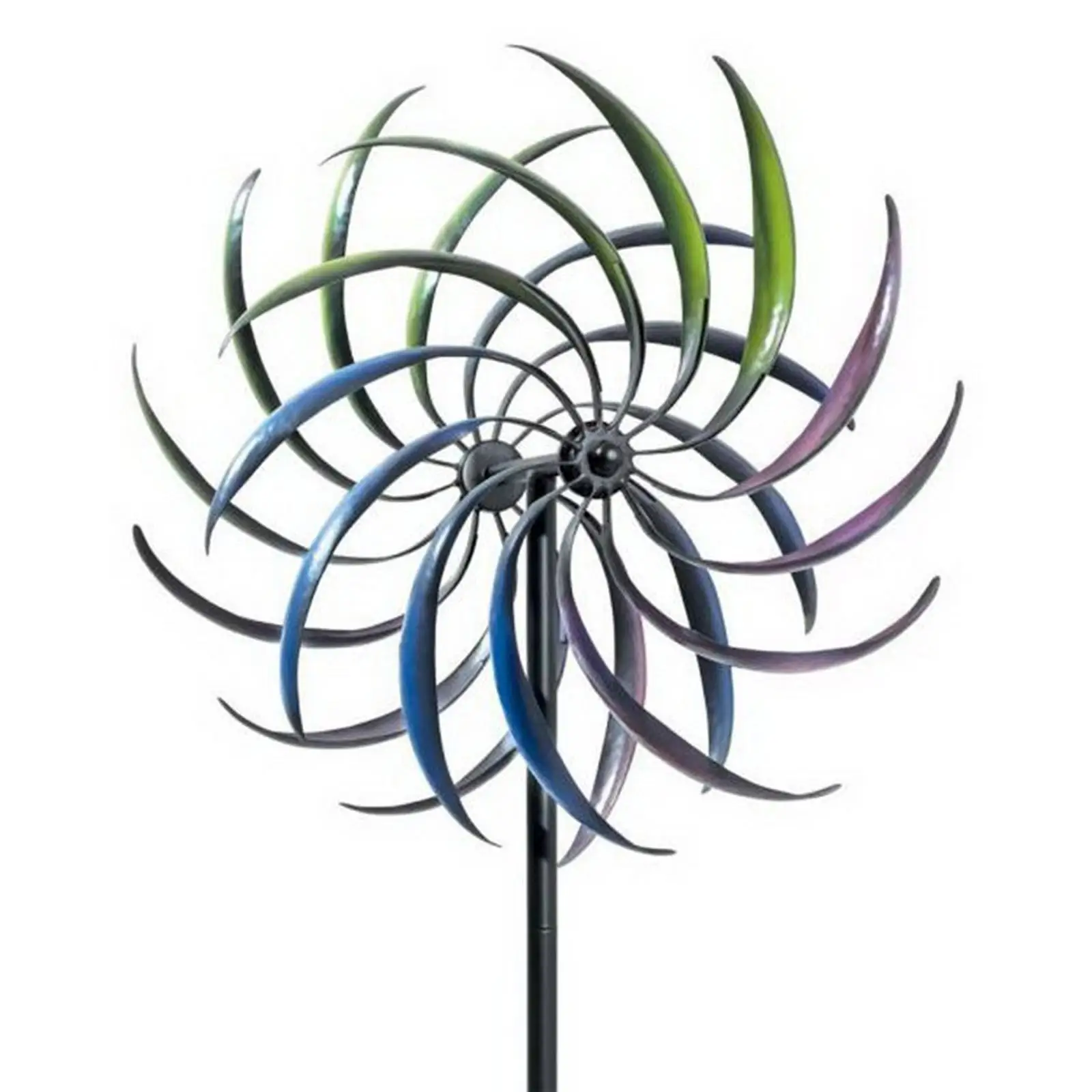 Iron Artist Wind Dual-Layer Blade Easy Wind Sculpture with Vertical Stake 3-Section Support Poles