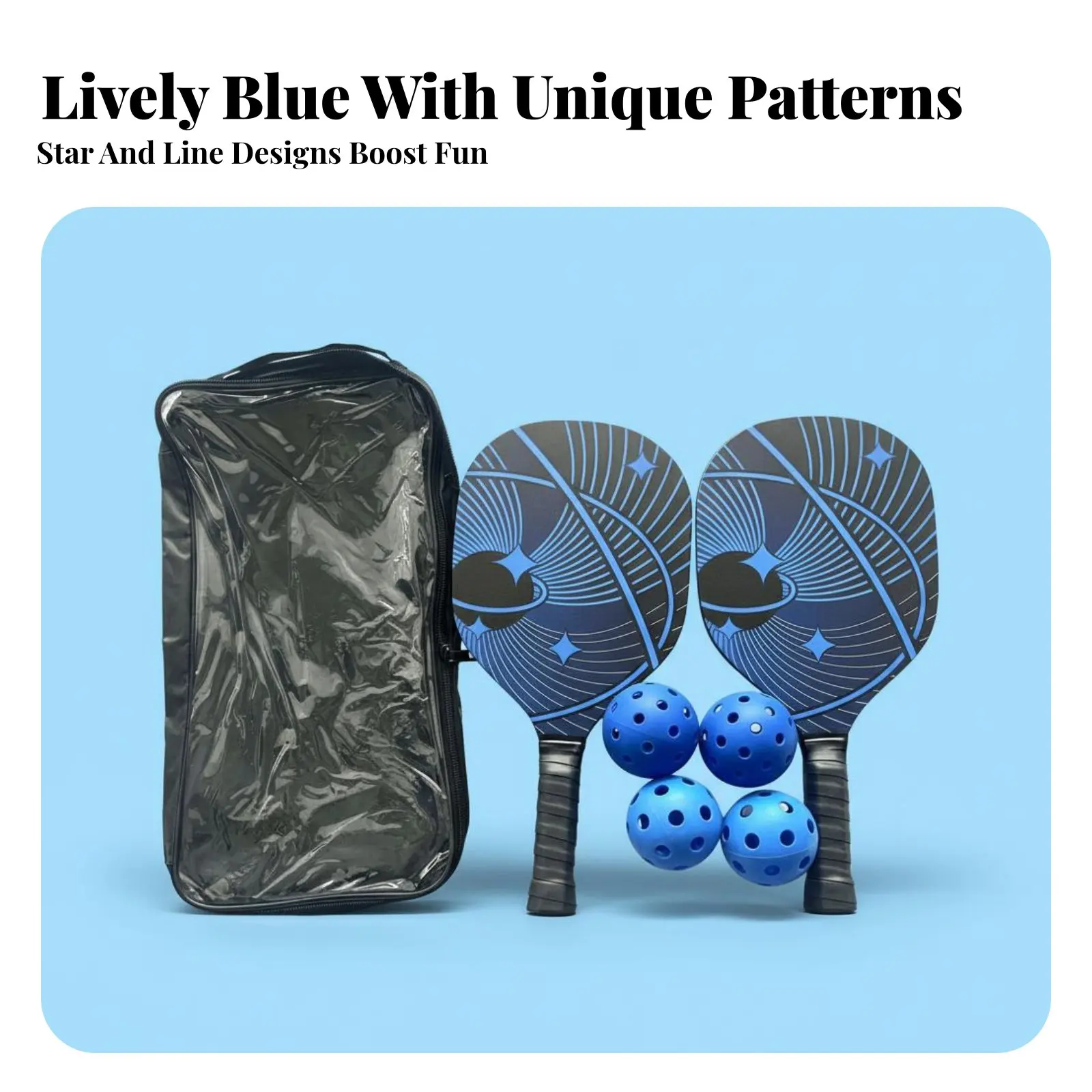 

Pickleball Set 2 Paddles 4 Balls Ergonomic Grip Pickleball Paddle Set Sports Equipment Lightweight Design for Beginners