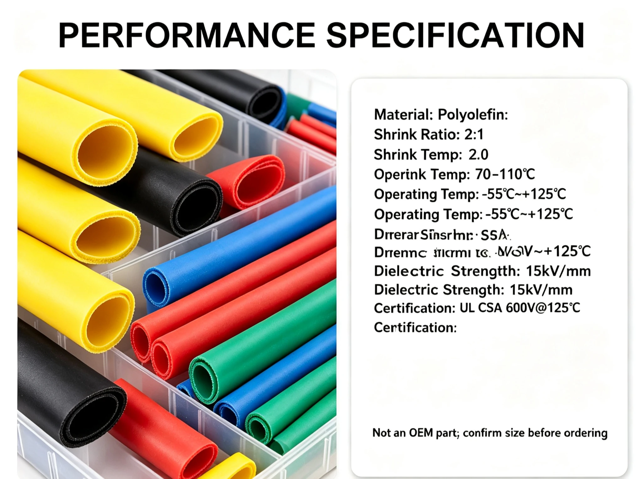 328PCS 8 kinds five colors 2:1 heat shrinkable tube set combination (single wall heat shrinkable tube) boxed ARSG-328P8SC2B1HR7